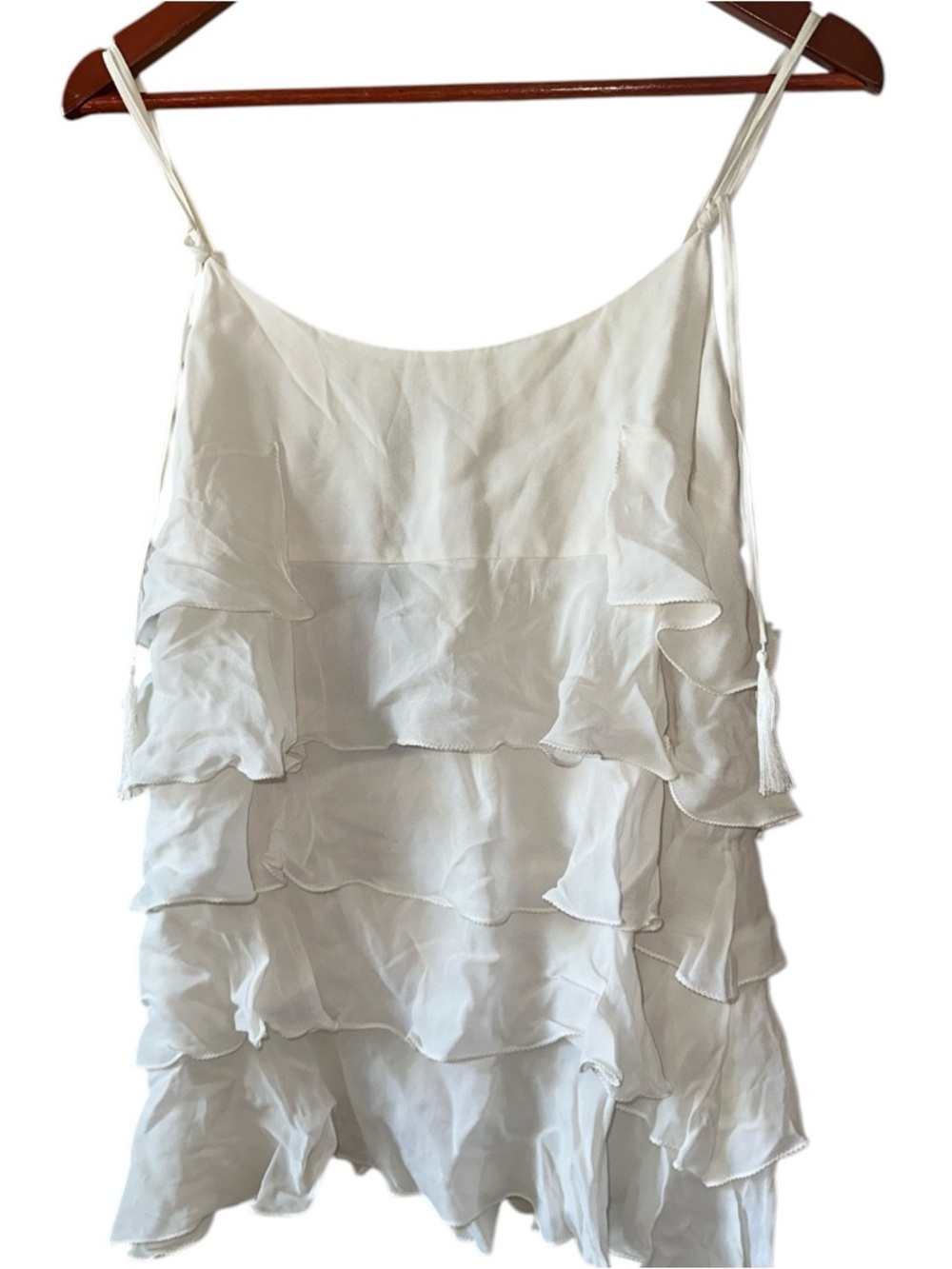 NWTs Twinset Viscose Cream Ruffle Top w/ Tassels Size 40 / Small